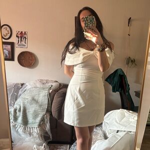 Hello Molly White Bow Detail Mini Dress